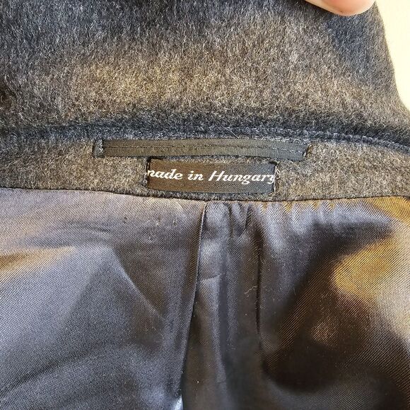 Vintage 90s Wool Cashmere Overcoat The Hub Mens M 40R Hungary Gray Long Trench - Picture 10 of 11